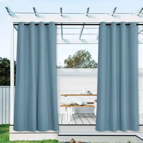 Vista 72 de NICETOWN Cortina para Exteriores para Patio Impermeable de 84 Pulgadas de Ancho, Aislamiento Térmico con Ojales Antioxidantes Bloqueo UV Cortina