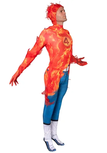 Vista 5 de Disfraz de Hombre Antorcha Humana de Los Cuatro Fantásticos para Hombre Multicolor