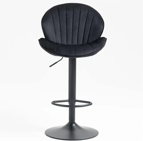 Vista 6 de SZLIZCCC Shell - Juego de 2 taburetes de bar giratorios ajustables con chasis negro, silla de bar de terciopelo con respaldo medio, taburete