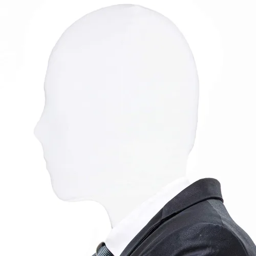 Vista 2 de 2 máscaras de cara completa, color blanco, 2 piel, Halloween, cosplay, capucha de elastano, para tela unisex