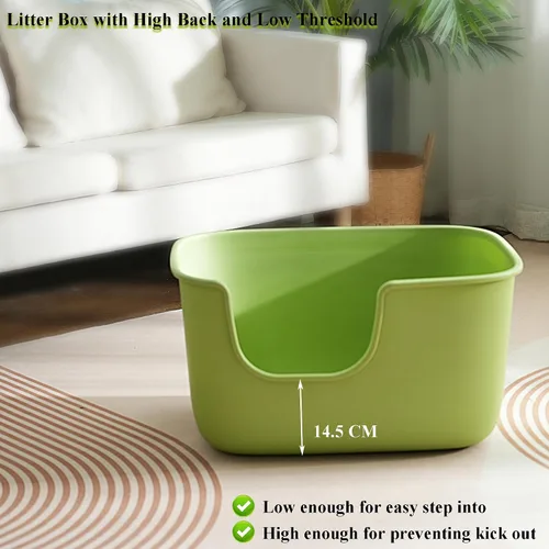 Vista 2 de Vealind Caja de Arena Grande para Gatos de Interior con Lados Altos y Entrada Baja Caja de Arena 22.2"×14.9"×12" Cajas de Arena Altas con Pared
