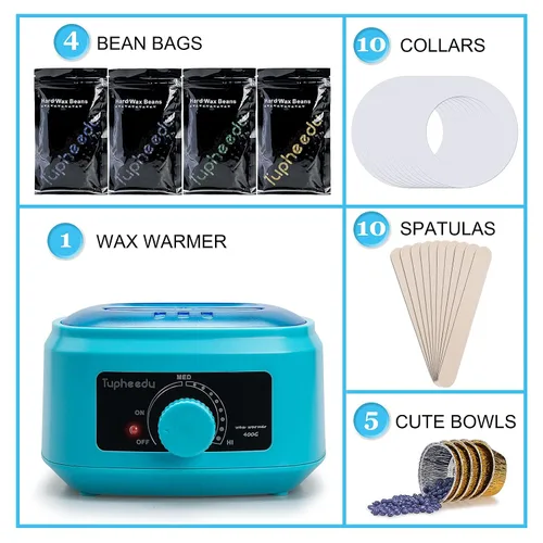 Vista 6 de Calentador de cera para depilación – Indoloroso sin estribos con 4 bolsas de granos de cera gruesa para el cabello para mujeres y hombres, cejas