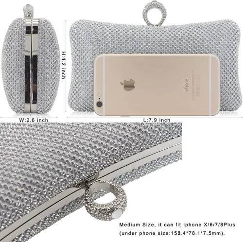 Vista 4 de Dexmay - Bolso de mano con diamantes de imitación y cierre de cristal, para fiesta nupcial de boda