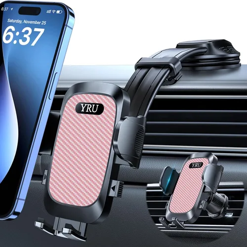 Vista 11 de YRU Soporte de teléfono para automóvil [brazo de aluminio ajustable y flexible para 2026] Soporte de teléfono celular para salpicadero del Negro