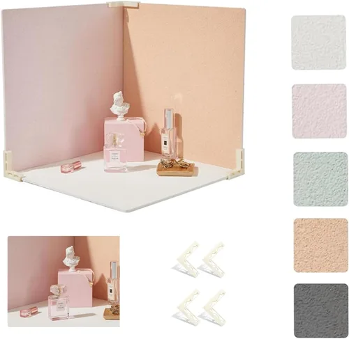Vista 8 de 5 tableros de fondo de fotos de doble cara para colocación plana en estudio fotográfico, fondo de mesa impermeable de 16x16 pulgadas, accesorios