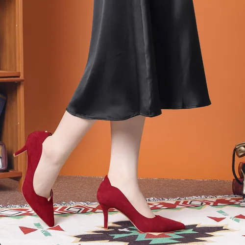 Vista 2 de Allegra K Zapatos de tacón de aguja puntiagudos para mujer