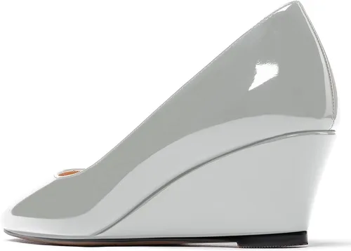 Vista 7 de WAYDERNS Zapatos de tacón bajo con punta cuadrada de charol para mujer, 2 pulgadas