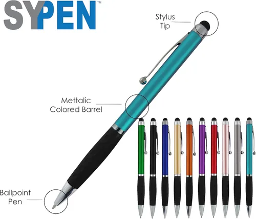 Vista 2 de SyPen Bolígrafos personalizados con nombre o logotipo, paquete de 300 bolígrafos personalizados para negocios, combo de bolígrafo y lápiz óptico