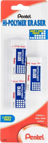 Vista 12 de Pentel Borrador de bloque de polímero, Super XL blanco, 1 paquete (ZEH99BP)