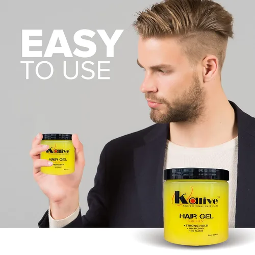 Vista 2 de KALIVE Gel de peinado para hombre de 8 onzas, fijación fuerte y brillo ligero todo el día, sin descamación.