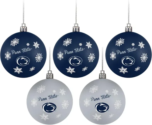 Vista 9 de FOCO NCAA - Juego de 5 adornos inastillables para árbol de Navidad con logotipo del