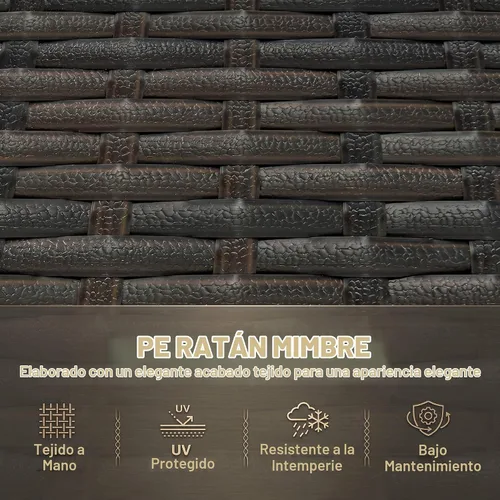 Vista 7 de Outsunny Sofá de 3 plazas para exteriores, sofá de mimbre PE para patio con asientos profundos amplios, cojines de espuma de 4 pulgadas Beige
