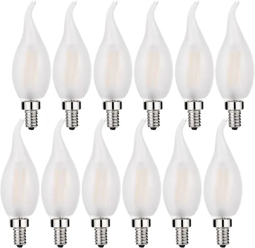 Vista 10 de Beonllay Bombillas LED T6 regulables de 25 W, bombillas de candelabro de 3000 K, blanco suave, transparente, vintage, 2 W, E12, filamento LED Edison