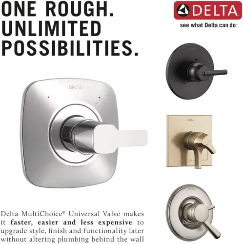 Vista 5 de Válvula de tina multi elección Delta Faucet R10000-UNBX y ducha universal para el cuerpo