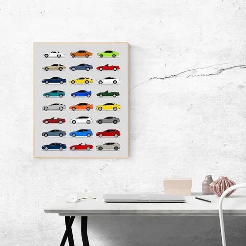 Vista 6 de Idea Network Póster hecho a mano compatible con Mazda impreso, arte de pared hecho a mano, decoración de lo mejor de Mazda Generations History