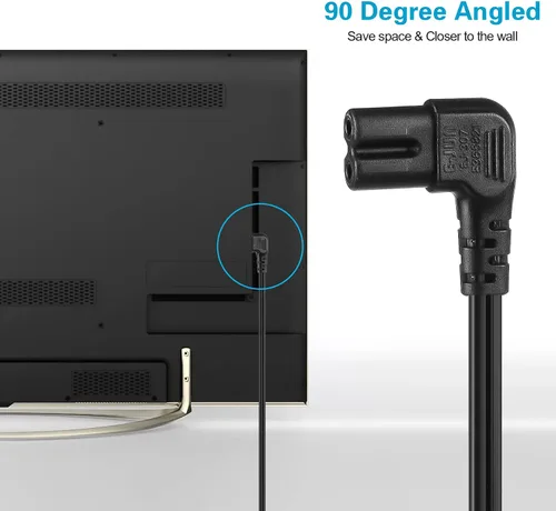 Vista 4 de Cable de alimentación universal de 2 clavijas en ángulo de 18 AWG - NEMA 1-15P a IEC320 C7 Figura 8 Conector de escopeta, cable de alimentación