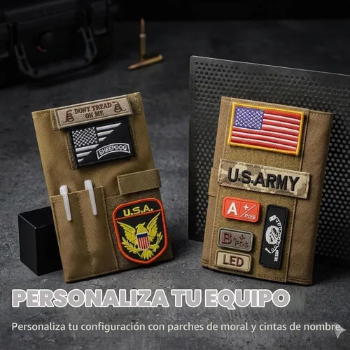 Vista 3 de KOSIBATE OCP Funda Táctica Militar para Cuaderno - 5.5"x8" Funda para Libro de Registro del Ejército (Tostado, Solo Cubierta)