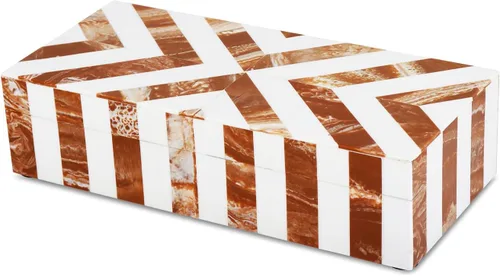 Vista 15 de Handicrafts Home Organizador para joyas y caja de almacenamiento, cajas decorativas para mujer y chicas, para envoltura, estampado de cheurón blanco