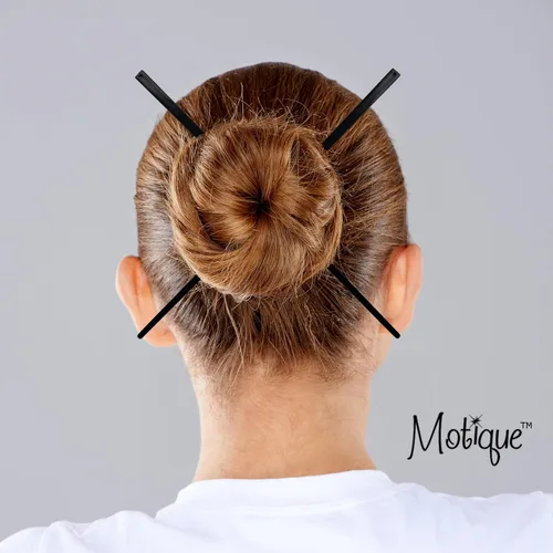 Vista 2 de 2 palillos rectos sólidos palillos para el cabello para las mujeres - Negro