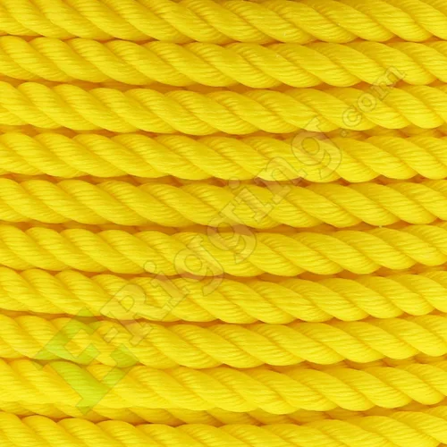 Vista 2 de Carrete de 5/8" x 600', amarillo, cuerda de polipropileno de 3 hebras para amarre, anclaje, manualidades, columpios Resistente a la putrefacción