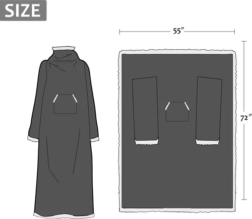 Vista 7 de Catalonia - Manta de forro polar tipo sherpa con mangas, súper suave, cálida y cómoda, de gran tamaño, de forro polar y microplush, con mangas