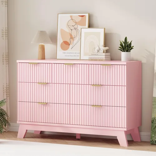Vista 24 de Cómoda acanalada para dormitorio con 3 cajones, cómoda moderna de 24 pulgadas de ancho con mango de metal, soporte de TV de madera, armario de Negro