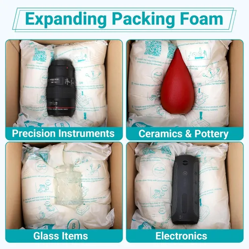Vista 3 de 10 unidades de espuma expansible de 14 x 16 pulgadas para PC y artículos de forma irregular, espuma protectora autoadaptable para envío