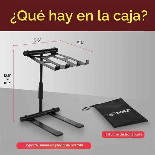 Vista 8 de Soporte de mesa Pyle plpts47 para todo tipo de dispositivos. Estación de trabajo para DJ con estantes en dos niveles., Negro