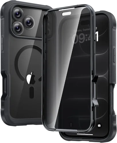 Vista 27 de Carcasa Diaclara diseñada para iPhone 12/12 Pro, carcasa completa resistente con protector de pantalla táctil y antiarañazos integrado, carcasa Azul