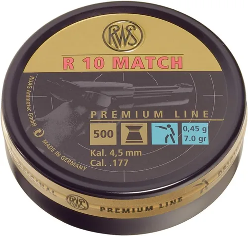 Vista 2 de RWS R10 Match Plus Premium Line .177 Caliber Pellet Gun Pellets, 100 Count (5 Boxes)