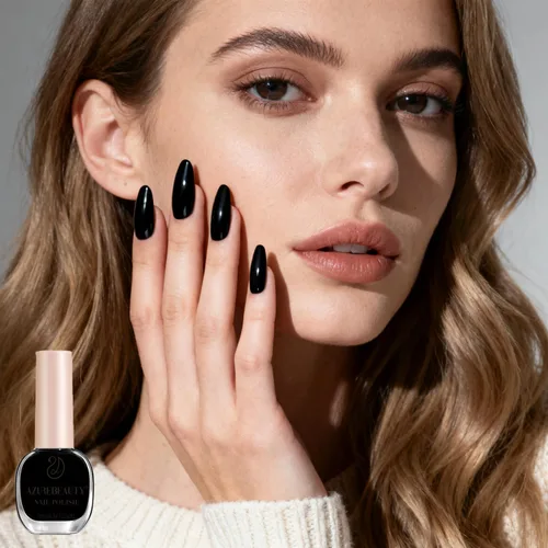 Vista 5 de AZUREBEAUTY Esmalte de uñas negro, secado rápido, natural, súper brillante, profesional para manicura y pedicura en casa