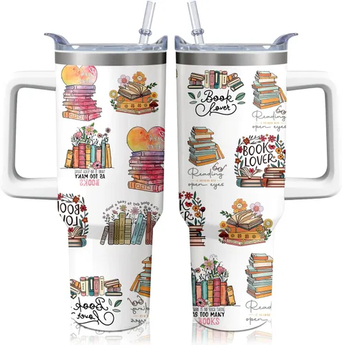 Vista 17 de Vaso térmico de alienígena de 40 onzas con asa y pajita abatible, taza aislante de acero inoxidable para amantes de ovnis, taza de café de viaje