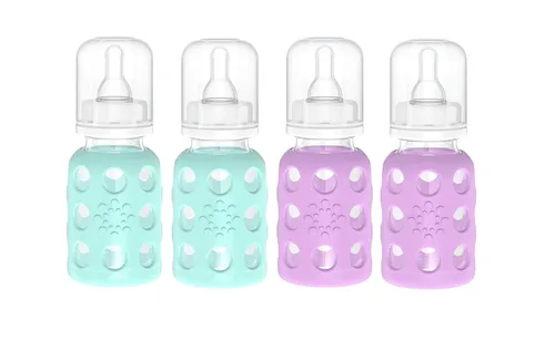 Vista 26 de Lifefactory Biberón de vidrio sin BPA Funda protectora de silicona Paquete de 2 de 4 onzas melón, plátano