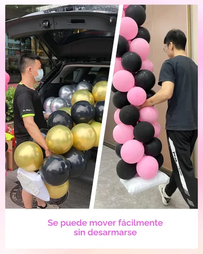 Vista 4 de Kit de Soporte de Columna de Globos de Metal Resistente YALLOVE, Juego de 2, Soporte de Torre de Globos Ajustable de 80 Pulgadas de Altura