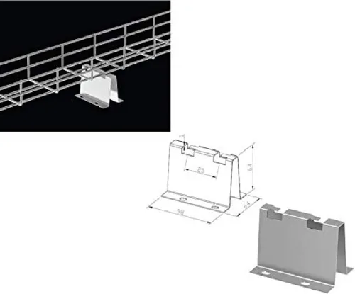 Vista 12 de Kable Kontrol Soporte de piso lateral de 2 pulgadas – Soporte de bandeja de cable de malla de alambre – Bandeja de malla de alambre Cesta de cables