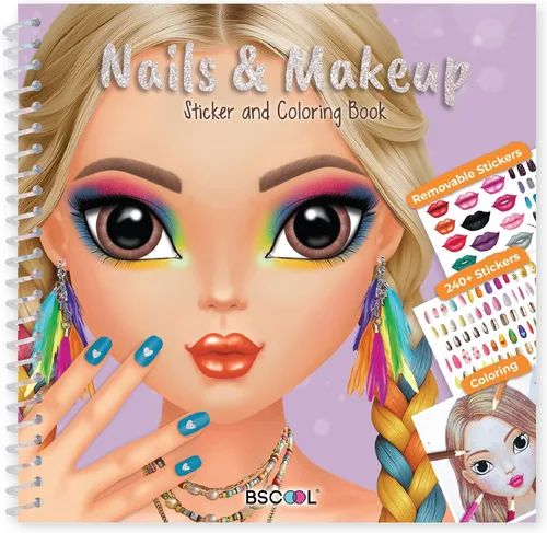 Vista 7 de BSCOOL Nails Studio Learn to Design - Libro de actividades para niñas de 5 años en adelante, paquete de 2, libro de diseño de calcomanías de arte