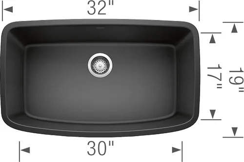 Vista 2 de BLANCO 441610 Valea Fregadero Super Single Bowl-Antracita, 32" L x 19" W