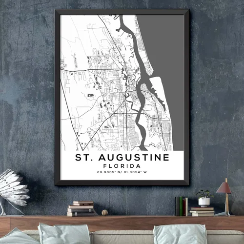 Vista 2 de Mapa de San Agustín, Florida, Luz 2 (8x10)