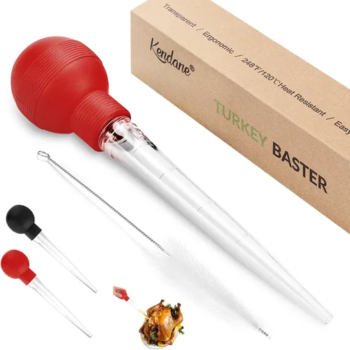 Vista 7 de Kendane Baster de Pavo con Cepillo de Limpieza, Jeringa Baster para Hornear y Asar Pavo en Casa, Incluye Bombilla Desmontable de Grado Alimenticio