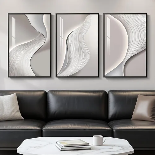 Vista 40 de Arte de pared moderno enmarcado en blanco y negro, 3 piezas de impresiones contemporáneas grandes para paredes, juego de 3 imágenes de hojas doradas