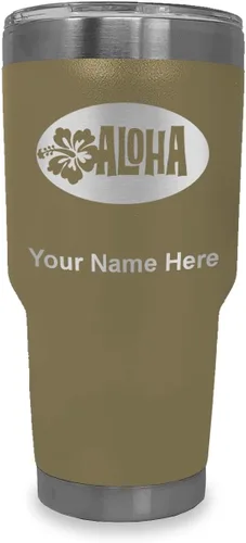 Vista 10 de LaserGram Taza aislada al vacío de 20 onzas, Aloha, grabado personalizado incluido (negro) Engraved Gift, Vacuum Insulated Stainless Steel, Laser