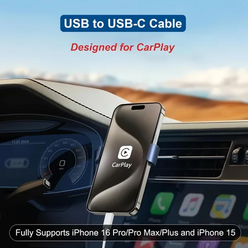 Vista 2 de Cargador de pared USB C delgado de 18 W y cable Carplay para iPhone 16/15 (paquete de 2 unidades de 3.3 pies) para iPhone 16 Pro Max/16 Plus/iPhone