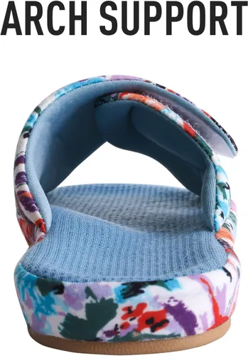 Vista 2 de shevalues Pantuflas de verano para mujer, con soporte de arco, transpirables, de algodón gofre, para interiores, con puntera abierta, zapatos
