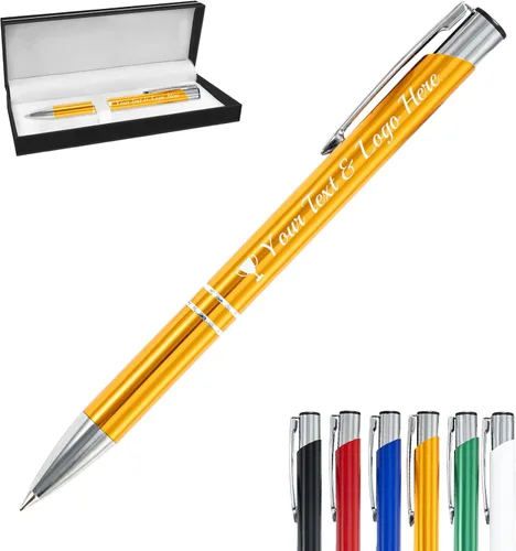 Vista 39 de Bolígrafo personalizado, 1 unidad, bolígrafo personalizado con logotipo de mensaje de nombre comercial grabado, tapa de clic de tinta negra, regalo