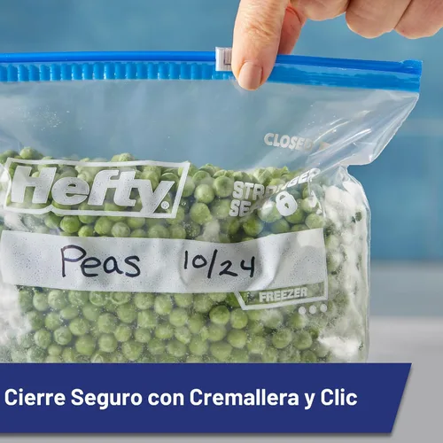 Vista 2 de Hefty Slider - Bolsas de almacenamiento para cocina, cuarto de galón, 15