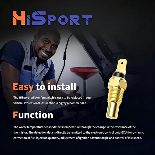 Vista 5 de HiSport Sensor de temperatura del refrigerante 1G498-83040 compatible con motor Kubota D1005 D1305 D1703 D850 D905 F2302 V1505 V2203 Motor RTV-X900