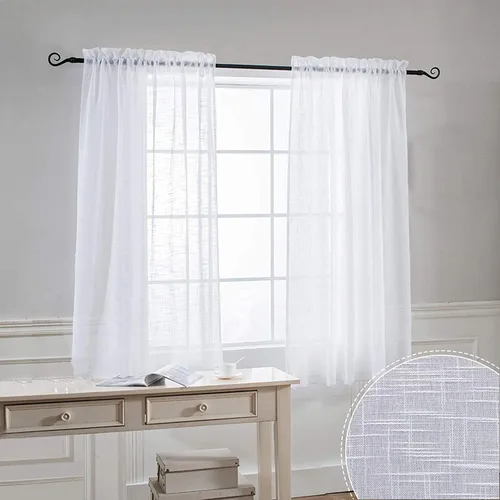 Vista 17 de Cozynight Cortinas de Niveles Transparentes Gris Oscuro de 24 Pulgadas de Largo, Tratamiento de Cortinas para Ventanas Pequeñas