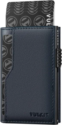Vista 11 de Cartera con tarjetero VULKIT con bloqueo RFID, diseño minimalista, con ventanas dobles para identificación, cartera desplegable para 12 tarjetas