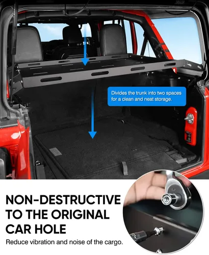 Vista 5 de Estante de carga trasero para Jeep Wrangler JL 2018-2024 2025 Capacidad Trasero para Jeep Wrangler JL Accesorios Estante de maletero de metal sólido