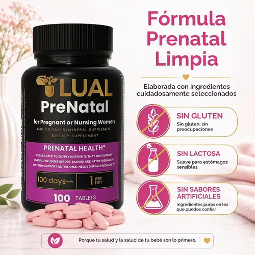 Vista 9 de LUAL Vitaminas prenatales para mujeres con hierro • Multivitamínico